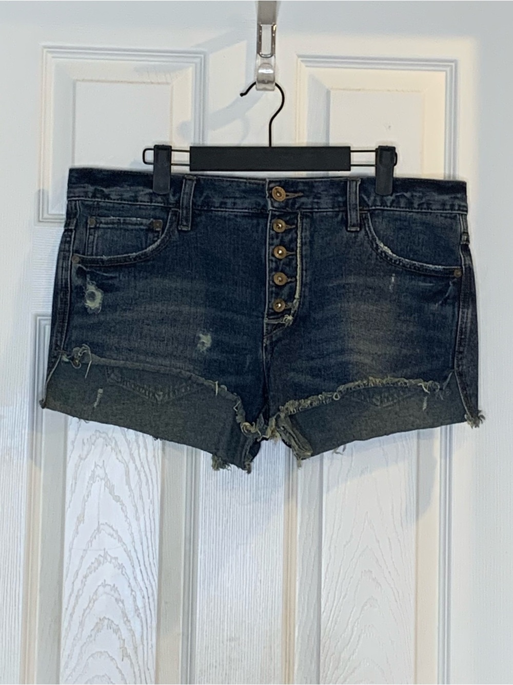 Free People Button Fly Raw Hem Distressed Shorts Size 28
